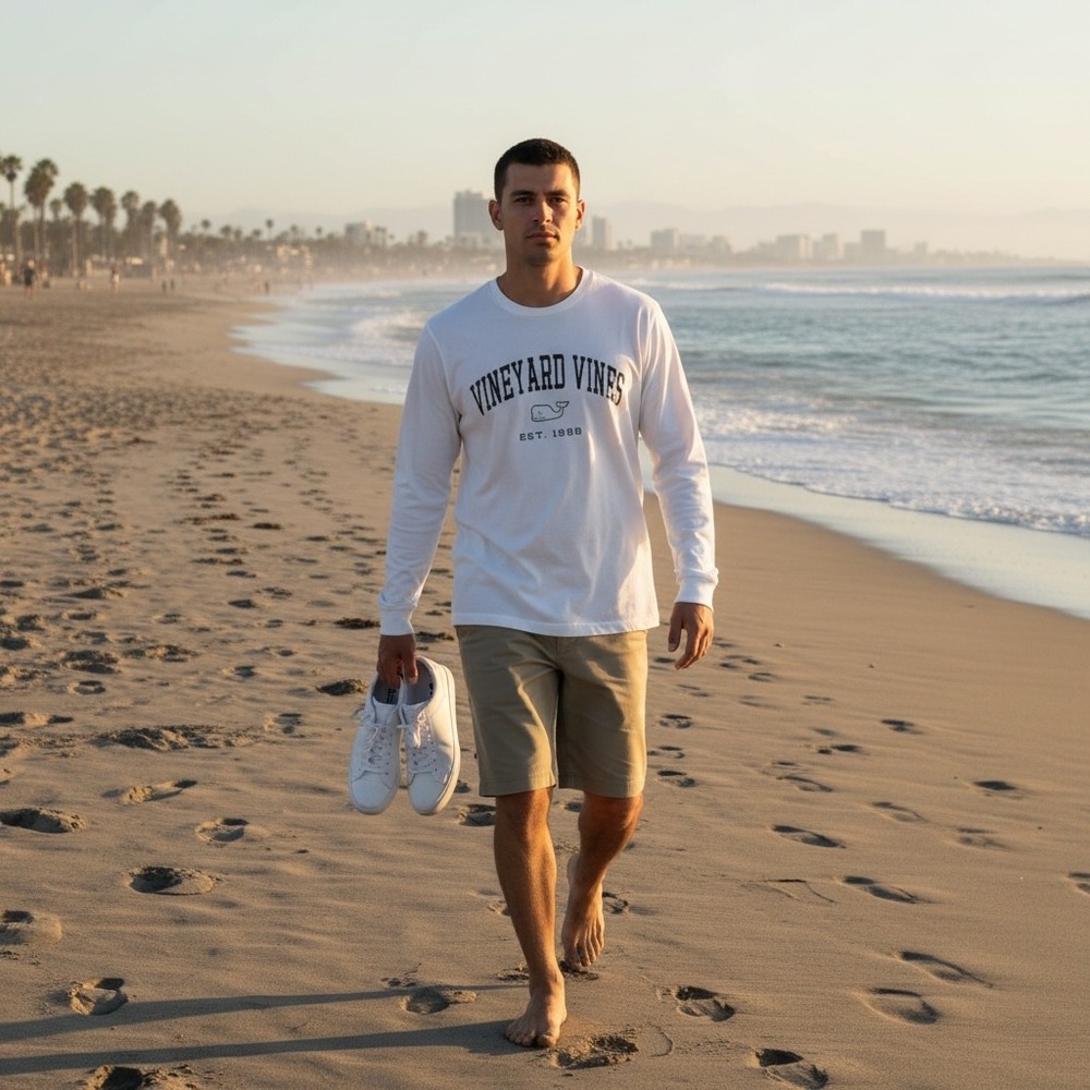 Vineyard Vines Mens Long Sleeve Graphic T-Shirt White Whale‎ Logo Size M